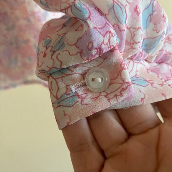 Vintage London Look Pastel Floral Blouse Size Small Coquette Soft Girl 80s Fairy - Picture 6 of 13